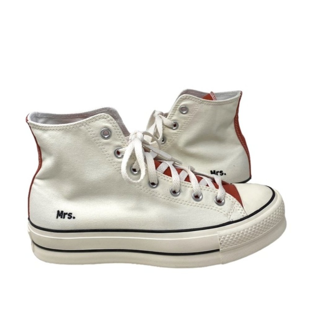 Converse Ctas Lift Platform Women Hi Shoe Canvas White Brown Custom 171209C-WWWB - Picture 5 of 10